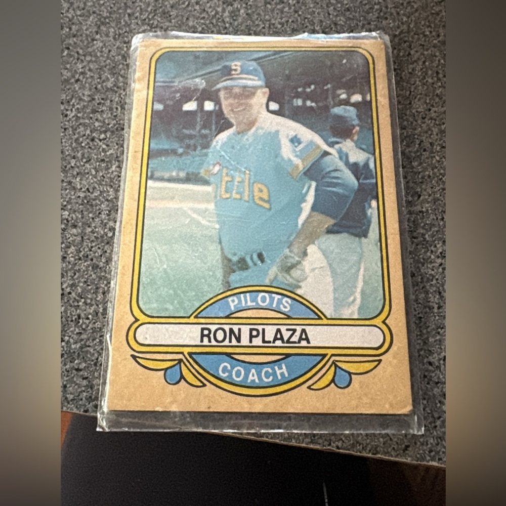 Vintage Baseball Card with Blue and Yellow Accents